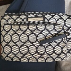 Nine West Navy and Cream Circle Pattern Clutch